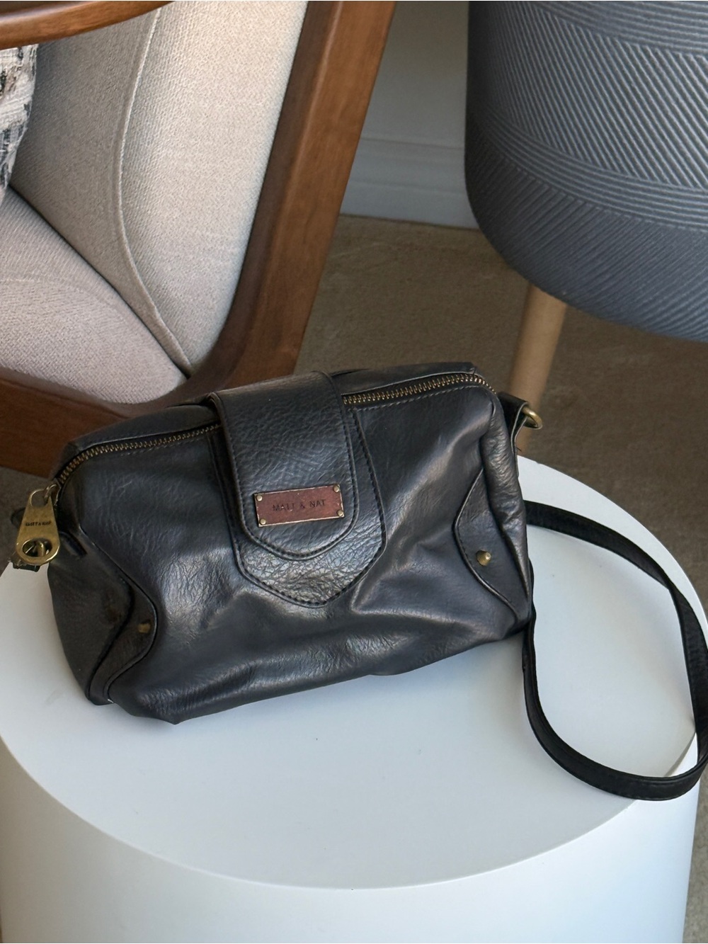 Matt and Nat Black Leather Crossbody Bag